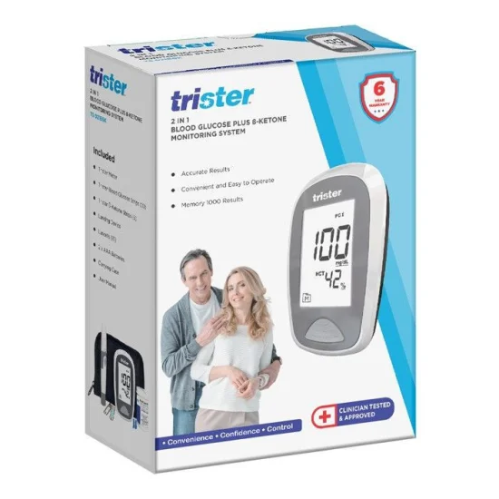 Trister 2 In 1 Blood Glucose + B Ketone Monitoring System ModelTS 021BGK